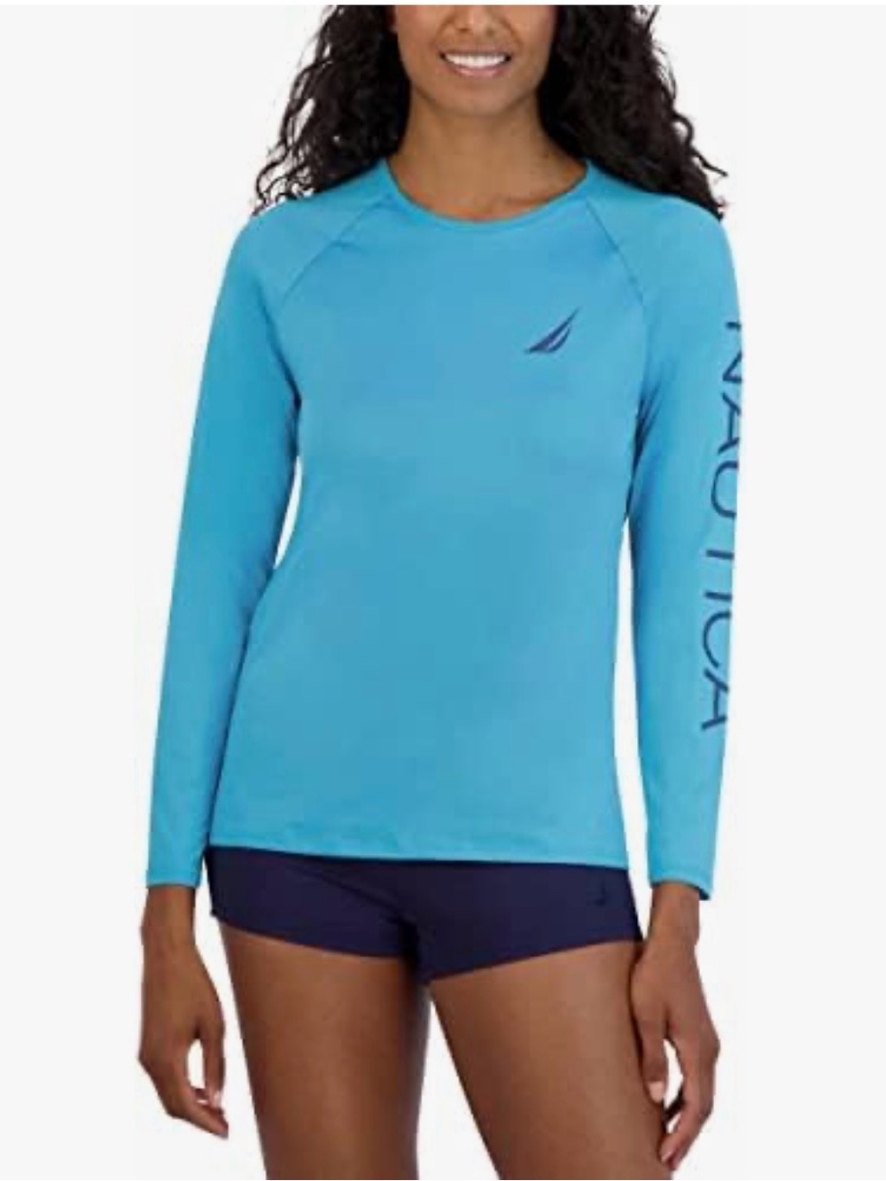 Nautica UPF 30+ Swim Shirt Rash Guard Blue Long Sleeve Medium